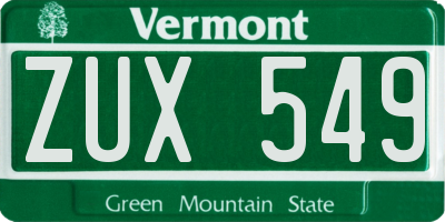 VT license plate ZUX549