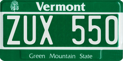 VT license plate ZUX550