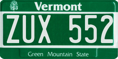 VT license plate ZUX552