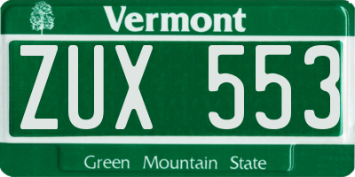 VT license plate ZUX553