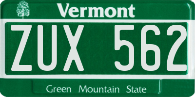 VT license plate ZUX562