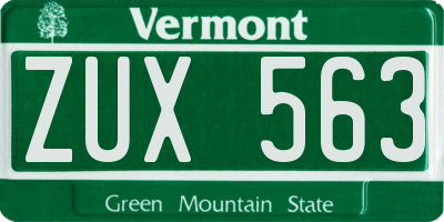 VT license plate ZUX563
