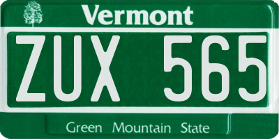 VT license plate ZUX565
