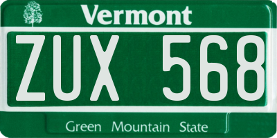 VT license plate ZUX568