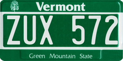 VT license plate ZUX572