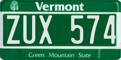 VT license plate ZUX574