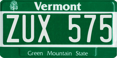 VT license plate ZUX575