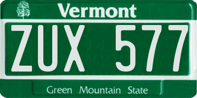 VT license plate ZUX577