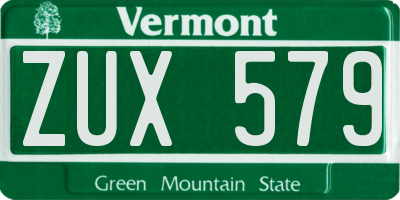 VT license plate ZUX579
