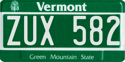 VT license plate ZUX582