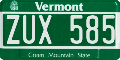 VT license plate ZUX585