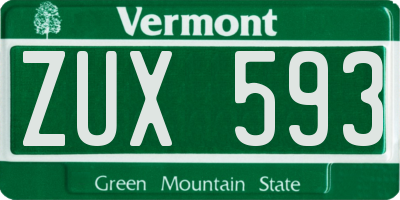 VT license plate ZUX593