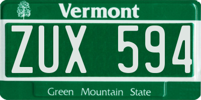 VT license plate ZUX594