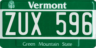 VT license plate ZUX596