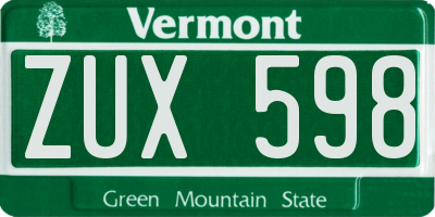 VT license plate ZUX598