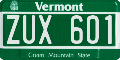VT license plate ZUX601
