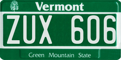 VT license plate ZUX606