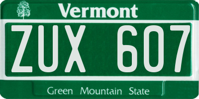 VT license plate ZUX607