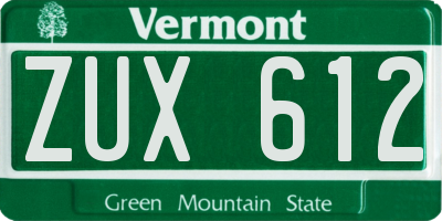 VT license plate ZUX612