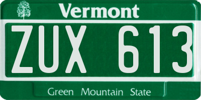 VT license plate ZUX613