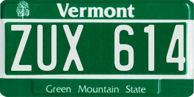 VT license plate ZUX614