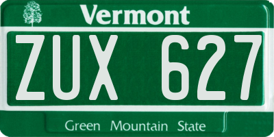 VT license plate ZUX627