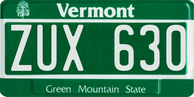 VT license plate ZUX630