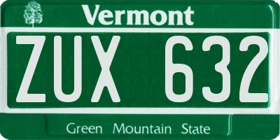 VT license plate ZUX632