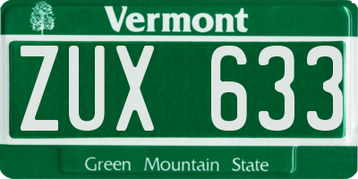 VT license plate ZUX633