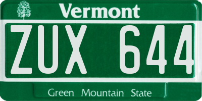 VT license plate ZUX644