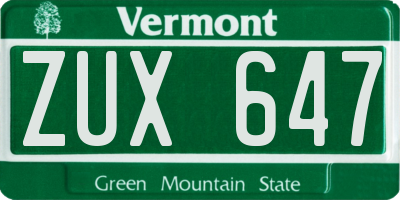 VT license plate ZUX647
