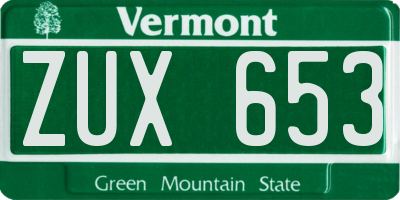 VT license plate ZUX653