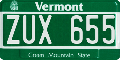 VT license plate ZUX655