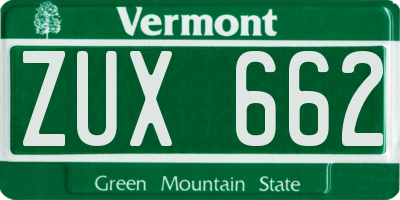 VT license plate ZUX662