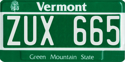 VT license plate ZUX665