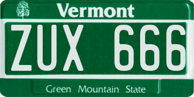 VT license plate ZUX666