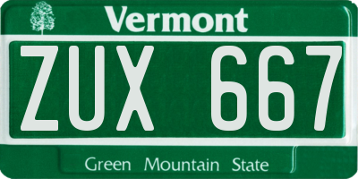 VT license plate ZUX667