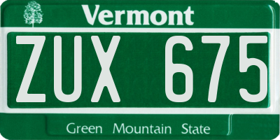 VT license plate ZUX675