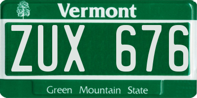 VT license plate ZUX676