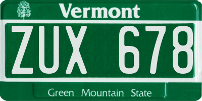 VT license plate ZUX678