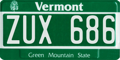VT license plate ZUX686