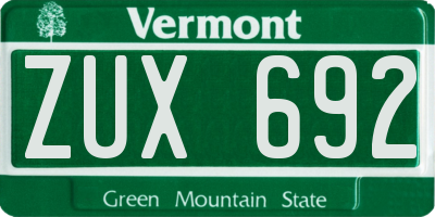 VT license plate ZUX692