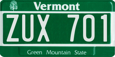 VT license plate ZUX701