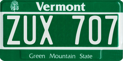 VT license plate ZUX707