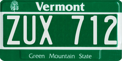 VT license plate ZUX712