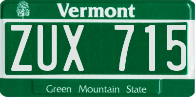 VT license plate ZUX715