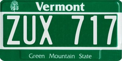 VT license plate ZUX717