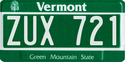 VT license plate ZUX721