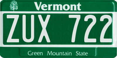 VT license plate ZUX722