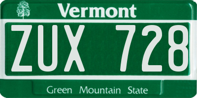 VT license plate ZUX728